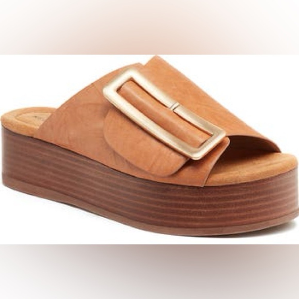 NEW KELSI DAGGER BROOKLYN DOCER PLATFORM SANDALS IN SADDLE 8